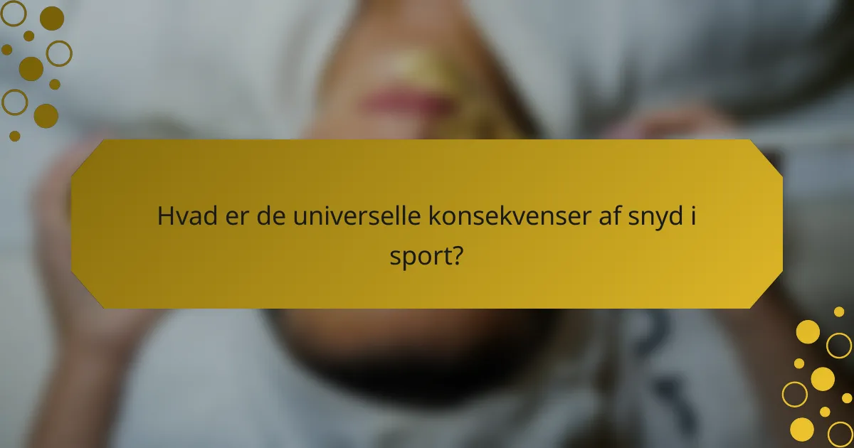 Hvad er de universelle konsekvenser af snyd i sport?