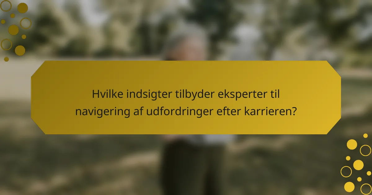 Hvilke indsigter tilbyder eksperter til navigering af udfordringer efter karrieren?