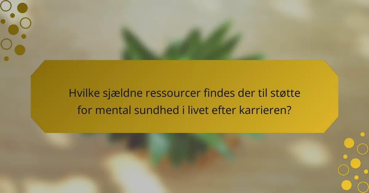 Hvilke sjældne ressourcer findes der til støtte for mental sundhed i livet efter karrieren?